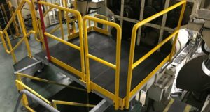 Safety yellow and painted black high traction steel plates